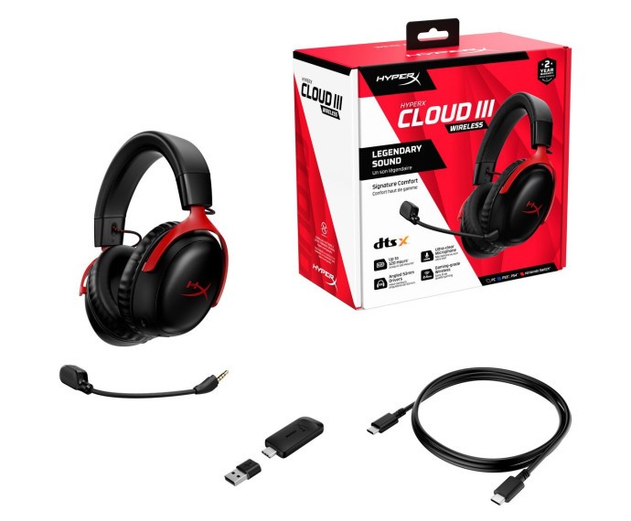 Навушники з мікрофоном HyperX Cloud III Wireless Black/Red (77Z46AA)  Фото №4