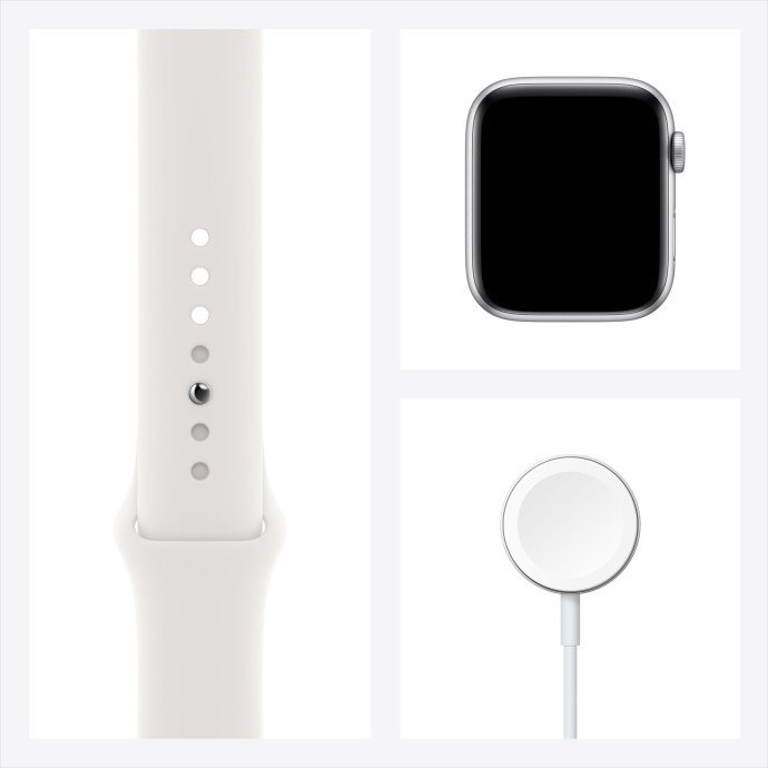 Смарт-годинник Apple Watch SE 2 GPS 44mm Silver Aluminum Case with White Sport Band (MNK23)  Фото №1