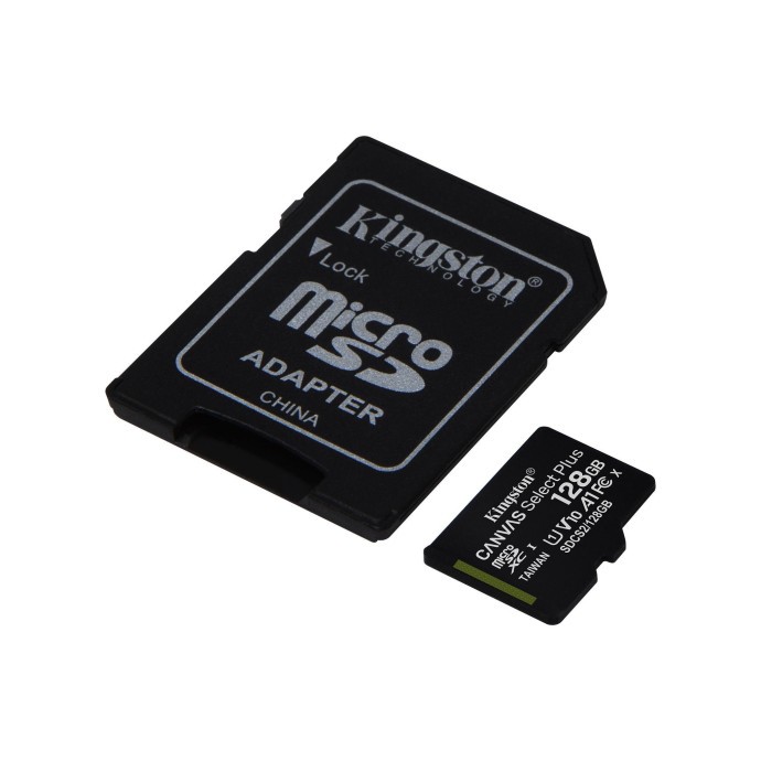 Карта пам&#039;яті Kingston 128 GB microSDXC Class 10 UHS-I Canvas Select Plus + SD Adapter SDCS2/128GB  Фото №0