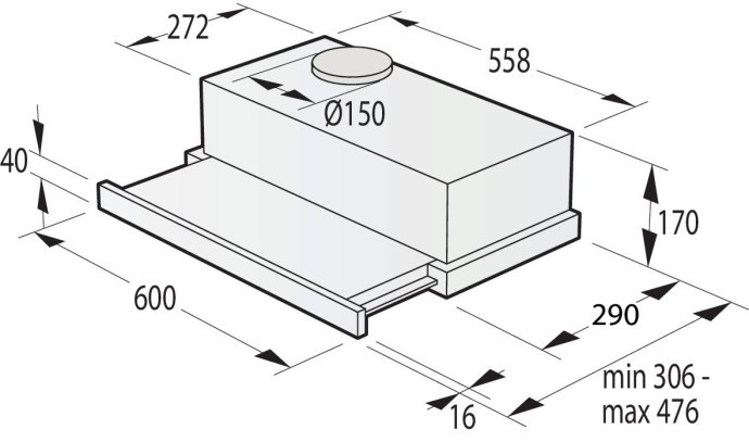 Вытяжка телескопическая Gorenje TH60E3B  Фото №1