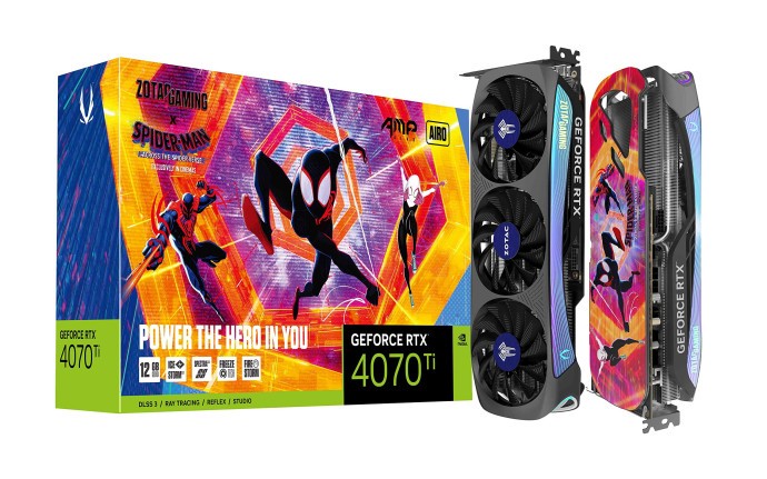 Відеокарта Zotac GAMING GeForce RTX 4070 Ti AMP AIRO SPIDER-MAN: Across the Spider-Verse Bundle (ZT-D40710F-10SMP)