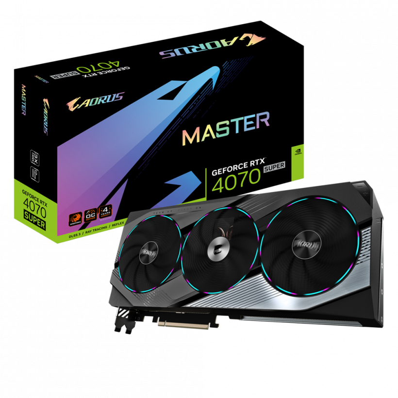 Видеокарта GIGABYTE AORUS GeForce RTX 4070 SUPER MASTER 12G (GV-N407SAORUS M-12GD)  Фото №3