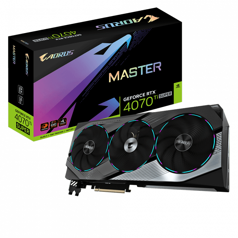Відеокарта GIGABYTE AORUS GeForce RTX 4070 Ti SUPER MASTER 16G (GV-N407TSAORUS M-16GD)  Фото №1