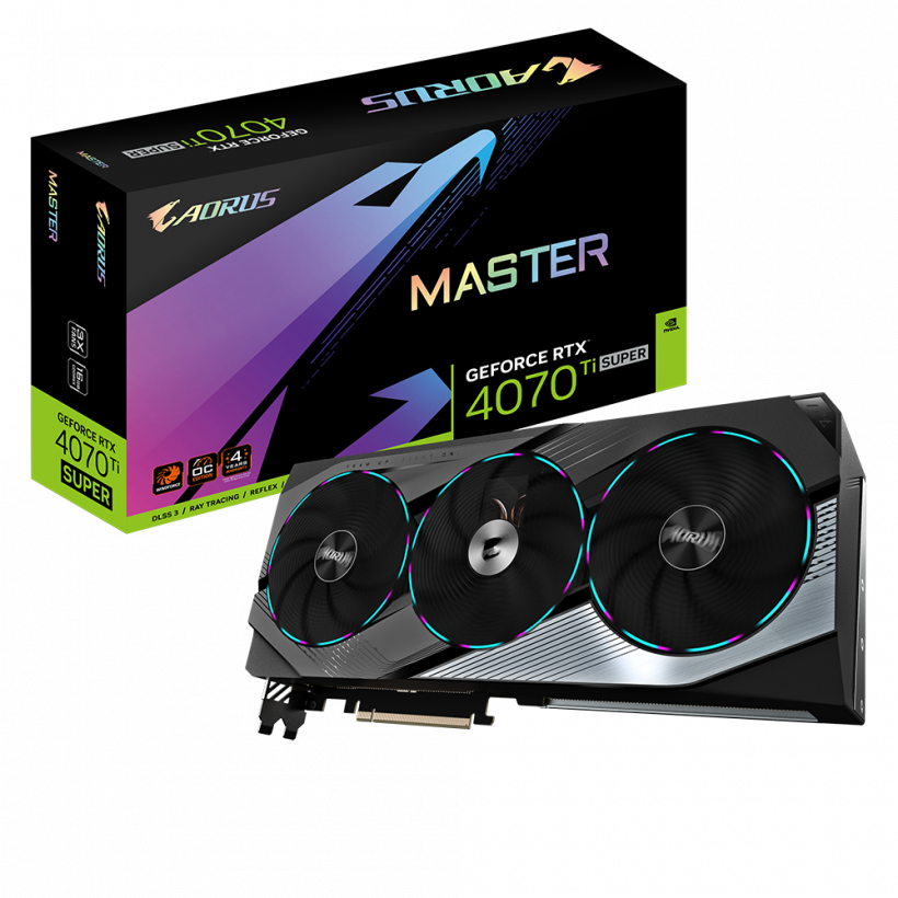 Видеокарта GIGABYTE AORUS GeForce RTX 4070 Ti Super Master 16G (GV-N407TSAORUS M-16GD)  Фото №1