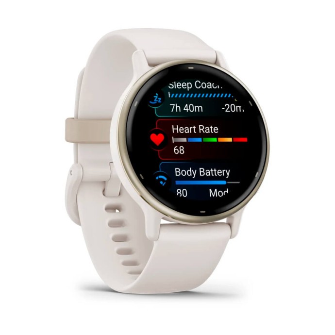Смарт-часы Garmin vivoactive 5 Cream Gold Aluminum Bezel with Ivory Case and Silicone Band (010-02862-11)  Фото №1