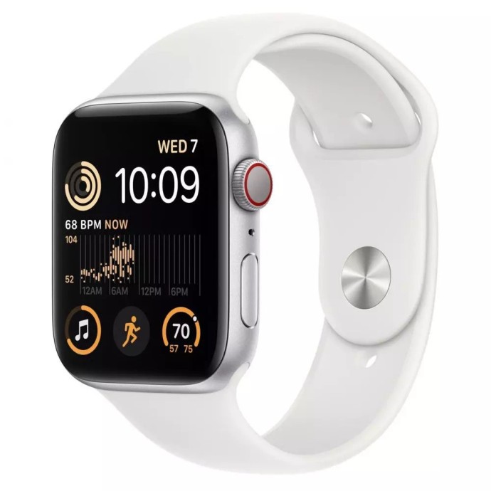 Смарт-годинник Apple Watch SE 2 GPS + Cellular 44mm Silver Aluminum Case with White Sport Band (MNQ23)  Фото №0