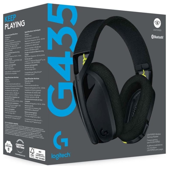 Наушники с микрофоном Logitech G435 LIGHTSPEED Black (981-001050)  Фото №4