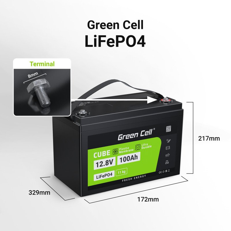 Аккумулятор Green cell LiFePO4 12v 100ah (CAV05)  Фото №0