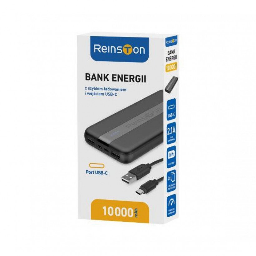 Зовнішній акумулятор (павербанк) Reinston EPB025 10000 mAh Black  Фото №0