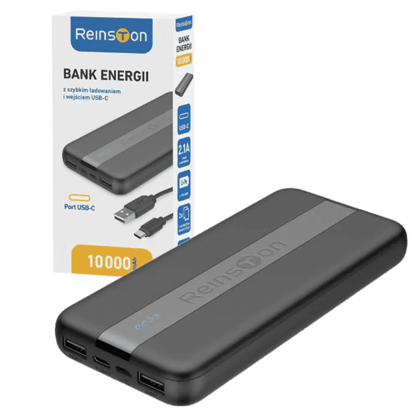 Зовнішній акумулятор (павербанк) Reinston EPB025 10000 mAh Black  Фото №2