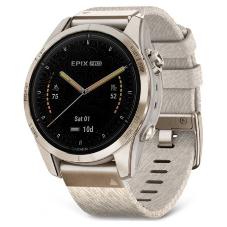 Смарт-часы Garmin Epix Pro Gen 2 Sapphire 42mm Soft Gold w. Cream H. Nylon Band (010-02802-20)  Фото №0