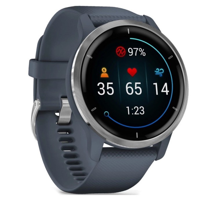 Смарт-часы Garmin Venu 2 Silver Bezel with Granite Blue Case and Silicone Band (010-02430-10/00)  Фото №3