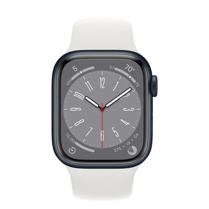 Смарт-часы Apple Watch Series 8 GPS 41mm Midnight Aluminum Case w. White Sport Band S/M (MNPC3+MP6W3)