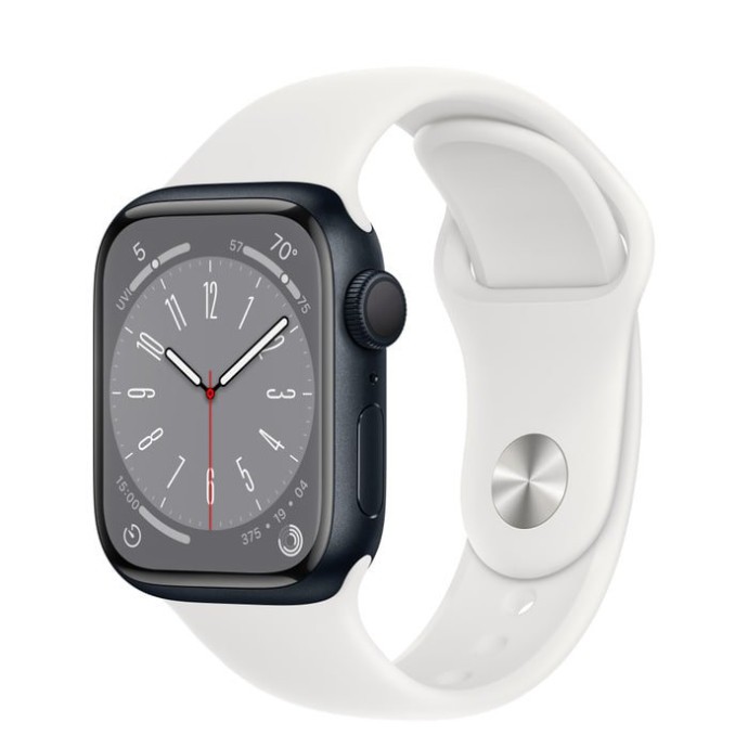 Смарт-часы Apple Watch Series 8 GPS 41mm Midnight Aluminum Case w. White Sport Band S/M (MNPC3+MP6W3)  Фото №0