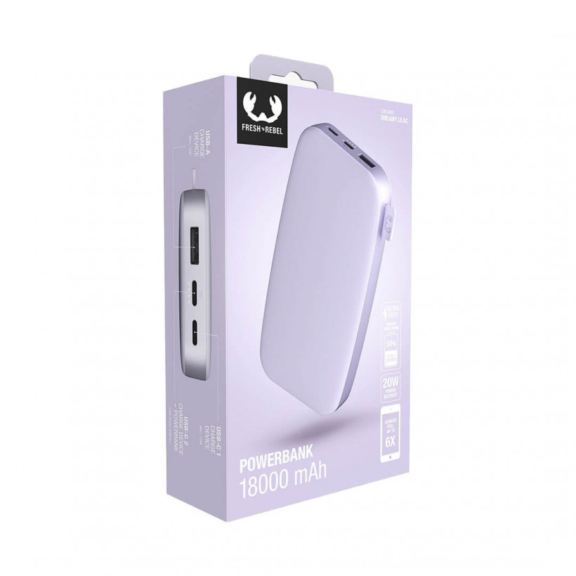 Зовнішній акумулятор (павербанк) Fresh &#039;n Rebel Powerbank 18000mAh Dreamy Lilac  Фото №3