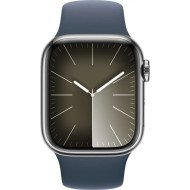 Смарт-годинник Apple Watch Series 9 GPS + Cellular 41mm Silver S. Steel Case w. Storm Blue Sport Band - M/L (MRJ33)