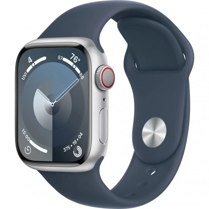 Смарт-часы Apple Watch Series 9 GPS + Cellular 41mm Silver Alu. Case w. Storm Blue S.Band - S/M (MRHV3)  Фото №0