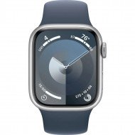 Смарт-годинник Apple Watch Series 9 GPS + Cellular 41mm Silver Alu. Case w. Storm Blue S.Band - S/M (MRHV3)