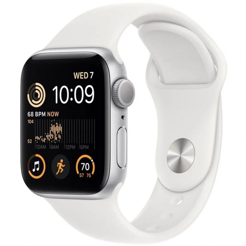 Смарт-часы Apple Watch SE 2 GPS 40mm Silver Aluminum Case with White Sport Band - S/M (MNT93)