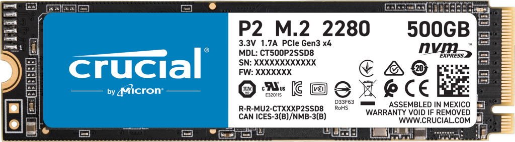 SSD накопитель Crucial P2 500 GB (CT500P2SSD8)