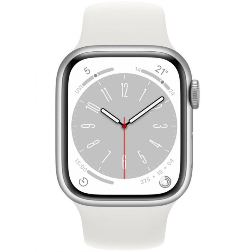 Смарт-годинник Apple Watch Series 8 GPS + Cellular 45mm Silver Aluminum Case w. White S. Band - S/M (MP4Q3)