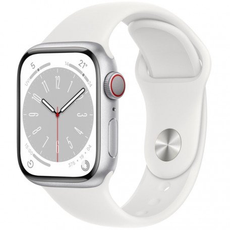 Смарт-годинник Apple Watch Series 8 GPS + Cellular 45mm Silver Aluminum Case w. White S. Band - S/M (MP4Q3)  Фото №0