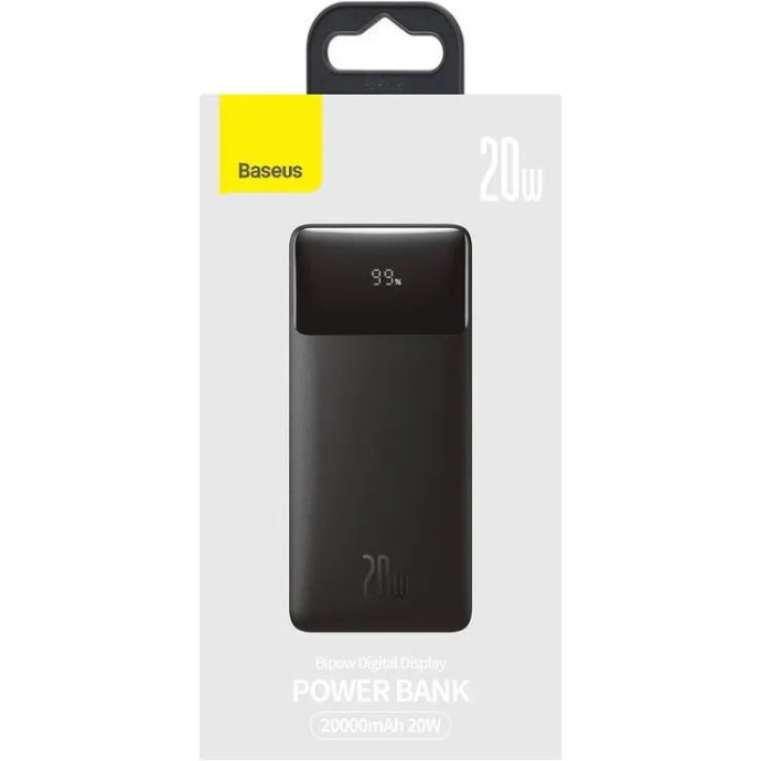 Зовнішній акамулятор (павербенк) Baseus Bipow Digital Display 20W 20000 mAh Black (PPDML-M01)  Фото №4