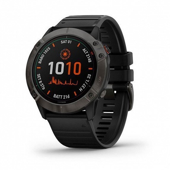 Спортивные часы Garmin Fenix ??6X Pro Solar Titanium Carbon Grey DLC with Black Band (010-02157-21/26)