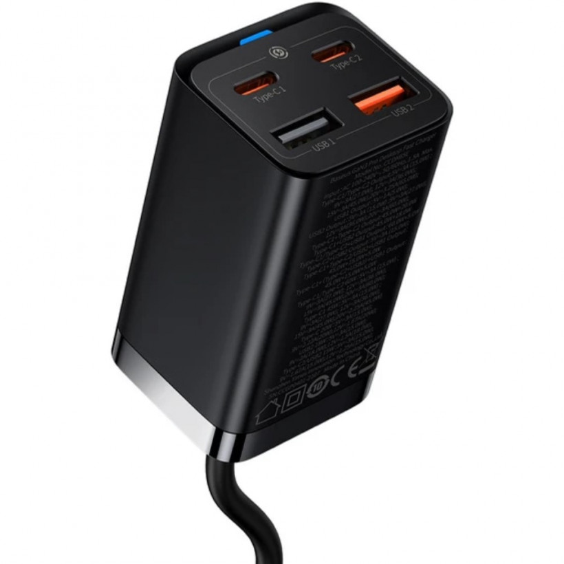 Мережевий зарядний пристрій Baseus GaN3 Pro Fast Charger 2xType-C+USB 65W Black (CCGP050101)  Фото №2