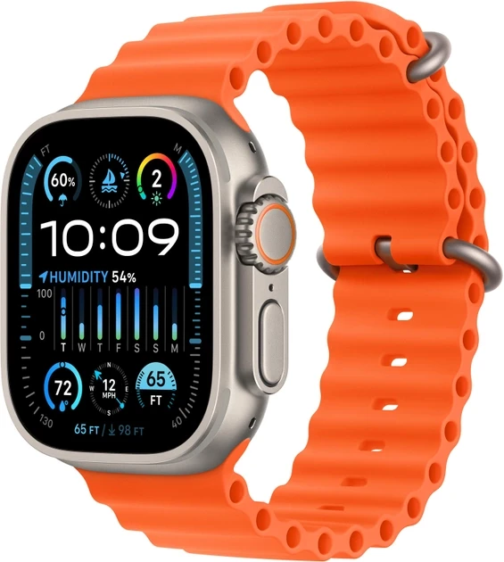 Смарт-часы Apple Watch Ultra 2 GPS + Cellular 49mm Titanium Case with Orange Ocean Band (MREH3)  Фото №2