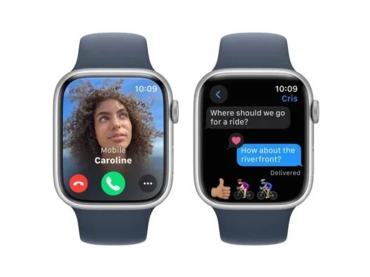 Смарт-часы Apple Watch Series 9 GPS + Cellular 45mm Silver Alu. Case w. Storm Blue S. Band - M/L (MRMH3)  Фото №7
