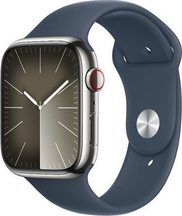 Смарт-часы Apple Watch Series 9 GPS + Cellular 45mm Silver S. Steel Case w. Storm Blue S. Band - M/L (MRMP3)  Фото №2