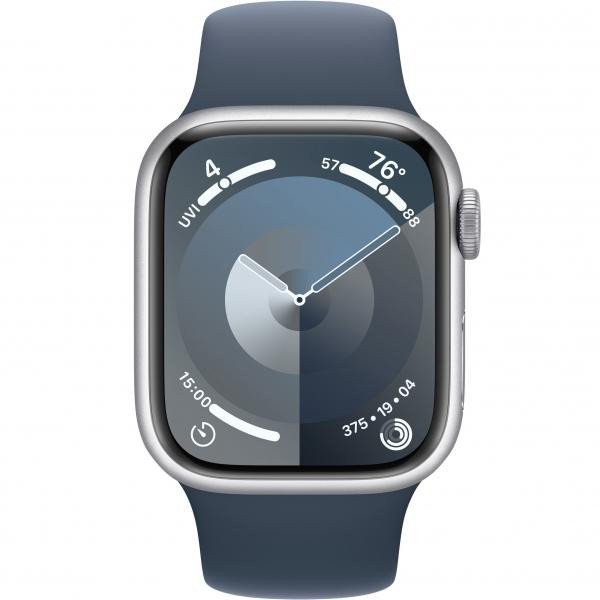 Смарт-годинник Apple Watch Series 9 GPS + Cellular 45mm Silver Aluminum Case w. Storm Blue Sport Band - S/M (MRMG3)  Фото №3