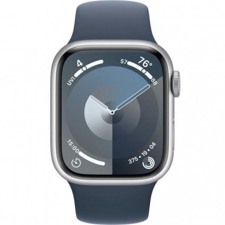 Смарт-годинник Apple Watch Series 9 GPS + Cellular 45mm Silver Aluminum Case w. Storm Blue Sport Band - S/M (MRMG3)  Фото №3