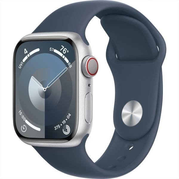Смарт-часы Apple Watch Series 9 GPS + Cellular 45mm Silver Aluminum Case w. Storm Blue Sport Band - S/M (MRMG3)  Фото №2