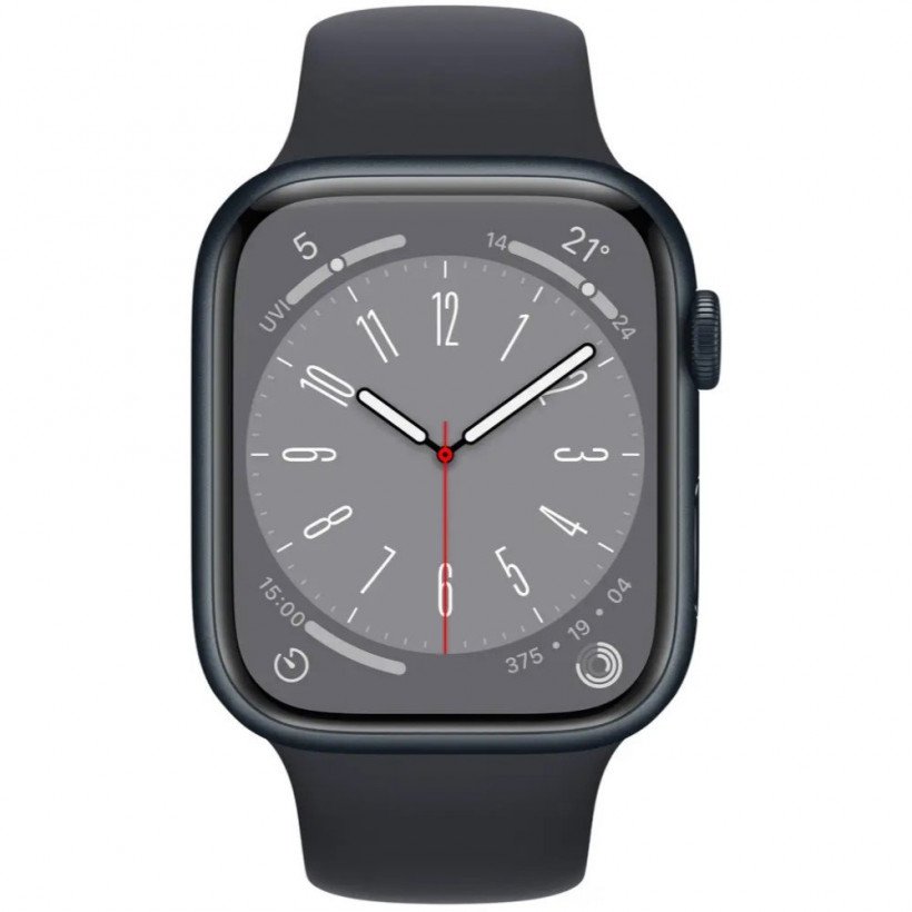 Смарт-годинник Apple Watch Series 8 GPS 45mm Midnight Aluminum Case w. Midnight Sport Band (MNP13)  Фото №0