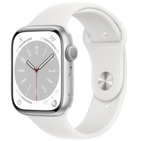 Смарт-годинник Apple Watch Series 8 GPS 45mm Silver Aluminum Case with White S. Band - S/M (MP6P3/MP6T3)  Фото №0