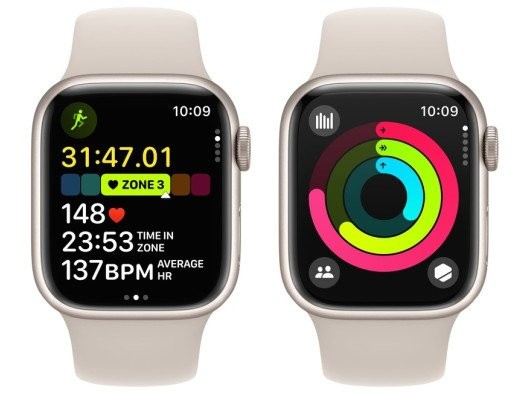 Смарт-часы Apple Watch Series 9 GPS 41mm Starlight Aluminum Case w. Starlight Sport Band - M/L (MR8U3)  Фото №10