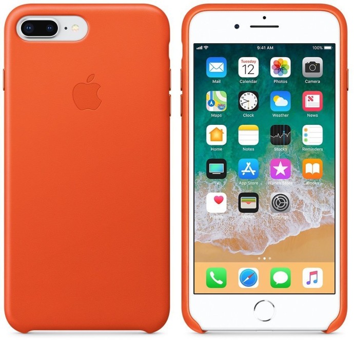 Чехол для смартфона Apple iPhone 8 Plus/7 Plus Leather Case Bright Orange (MRGD2)  Фото №1
