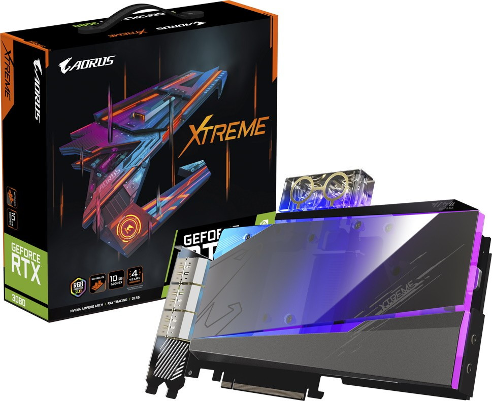 Видеокарта GIGABYTE AORUS GeForce RTX 3080 XTREME WATERFORCE WB 10G (GV-N3080AORUSX WB-10GD)  Фото №4