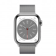 Смарт-часы Apple Watch Series 8 GPS + Cellular 41mm Silver Stainless Steel Case with Milanese Loop Silver (MNJ73/MNJ83)