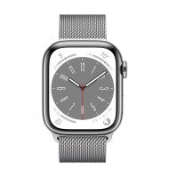 Смарт-годинник Apple Watch Series 8 GPS + Cellular 41mm Silver Stainless Steel Case with Milanese Loop Silver (MNJ73/MNJ83)