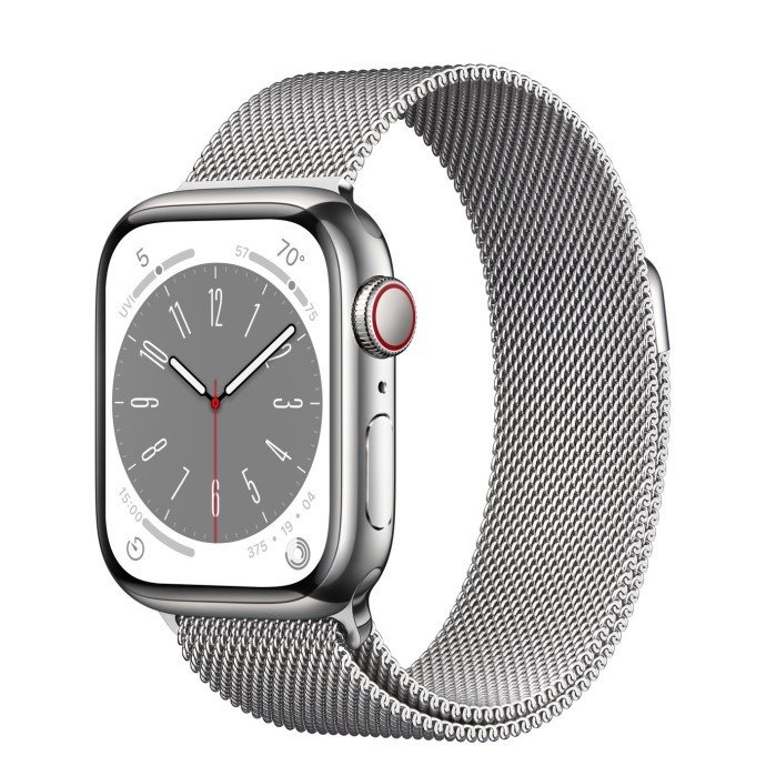 Смарт-годинник Apple Watch Series 8 GPS + Cellular 41mm Silver Stainless Steel Case with Milanese Loop Silver (MNJ73/MNJ83)  Фото №0