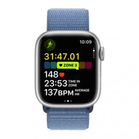 Смарт-часы Apple Watch Series 9 GPS 41mm Silver Aluminum Case with Winter Blue Sport Loop (MR923)  Фото №0