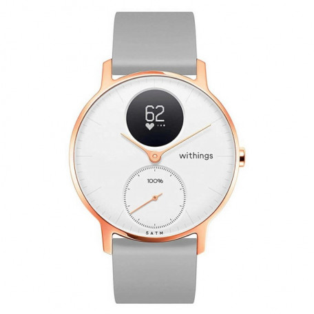 Смарт-годинник Withings Steel HR Watch 36mm White/Rose Gold with Grey Silicone Band (HWA03b-36white-RG-S.Grey)  Фото №0