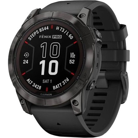 Смарт-часы Garmin Fenix 7X Pro Sapphire Solar Carbon G. DLC Tit. with Black Band (010-02778-10/11)  Фото №0