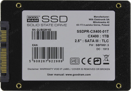 SSD накопитель GOODRAM CX400 Gen.2 1 TB (SSDPR-CX400-01T-G2)  Фото №2