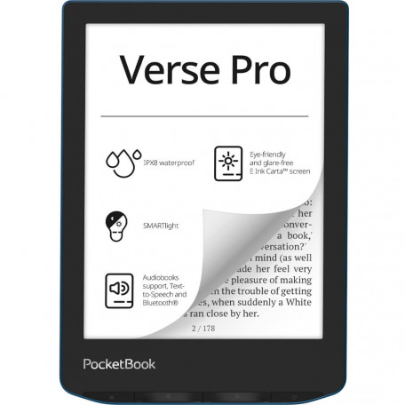 Электронная книга с подсветкой PocketBook 634 Verse Pro Azure (PB634-A-CIS)