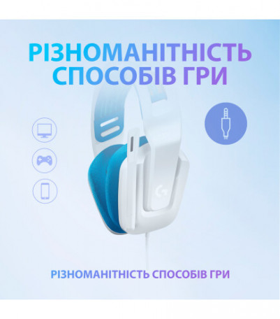 Наушники с микрофоном Logitech G335 Wired Gaming White (981-001018)  Фото №1