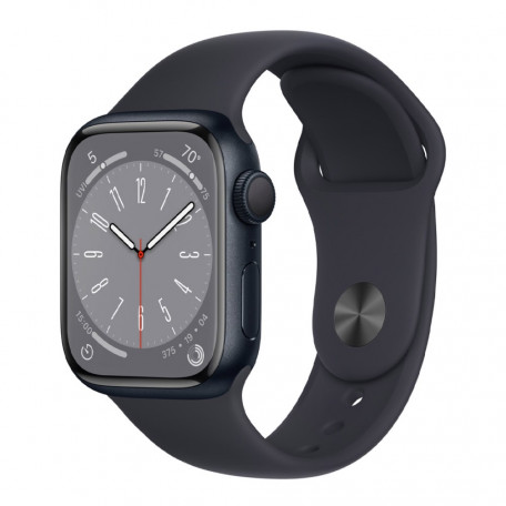 Смарт-годинник Apple Watch Series 8 GPS 41mm Midnight Aluminum Case w. Midnight Sport Band - Size S/M (MNU73/MNPC3)  Фото №0